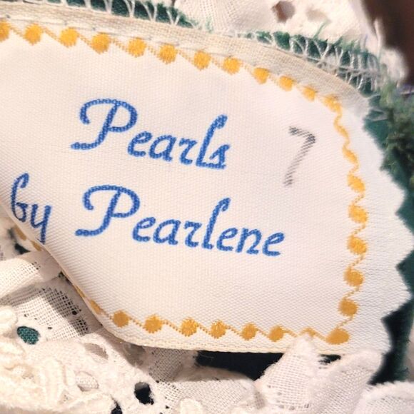 Vintage 80s vtg HANDMADE Little Girls Christmas Dress Bow Tartan Green Red sz 7 - Picture 13 of 13